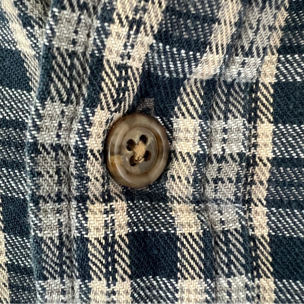 TOWNCRAFT Men's Plaid Flannel Button Down Collared Cotton Blue Size Large FLAW - Picture 10 of 10